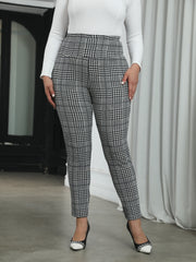  Plaid Print High Rise Skinny Trousers