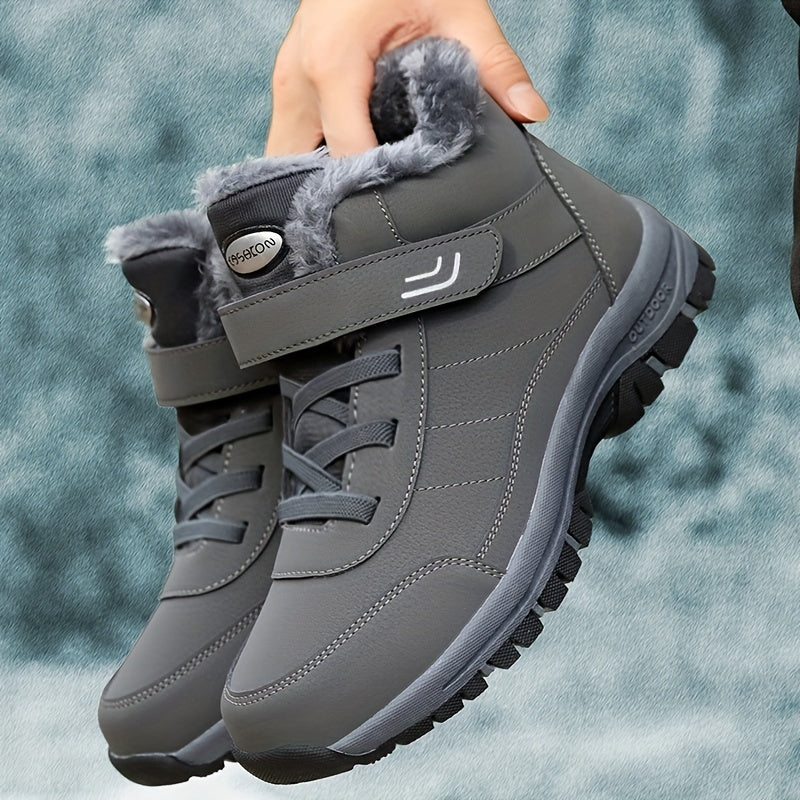 Men's Plush Lining Snow Boots for Outdoor Dark Grey