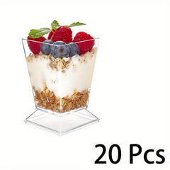 40 Pcs Square Dessert Cup Clear Mousse Cup 5oz With Lids Spoon