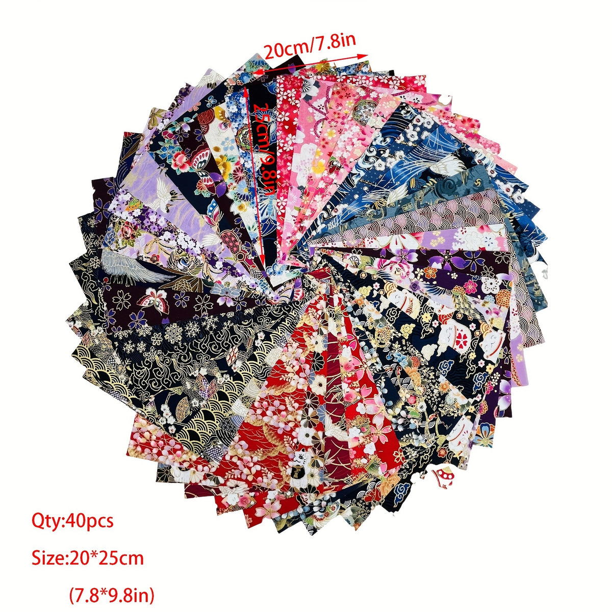 40pcs Japanese Style Flower Printed Fabric Patchwork For DIY Craft Sewing