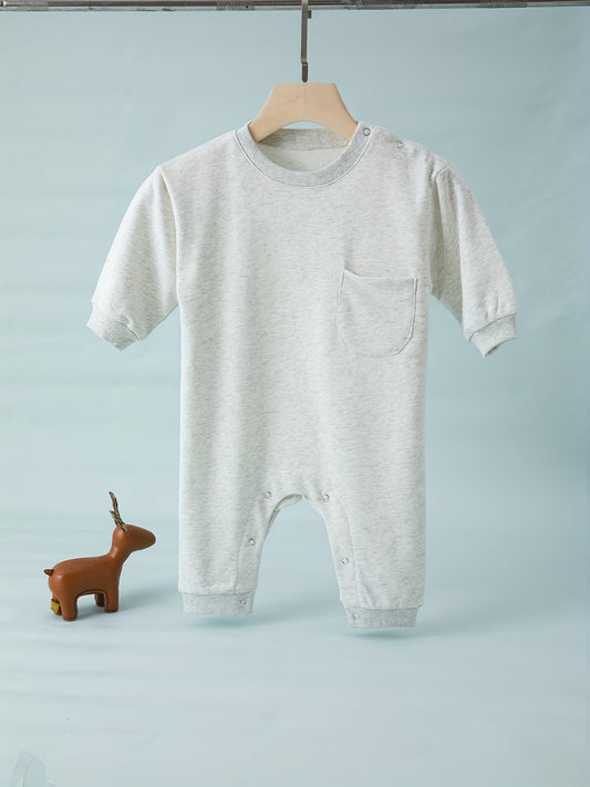 Baby Autumn Long Sleeve Pocket Jumpsuit Cotton Romper
