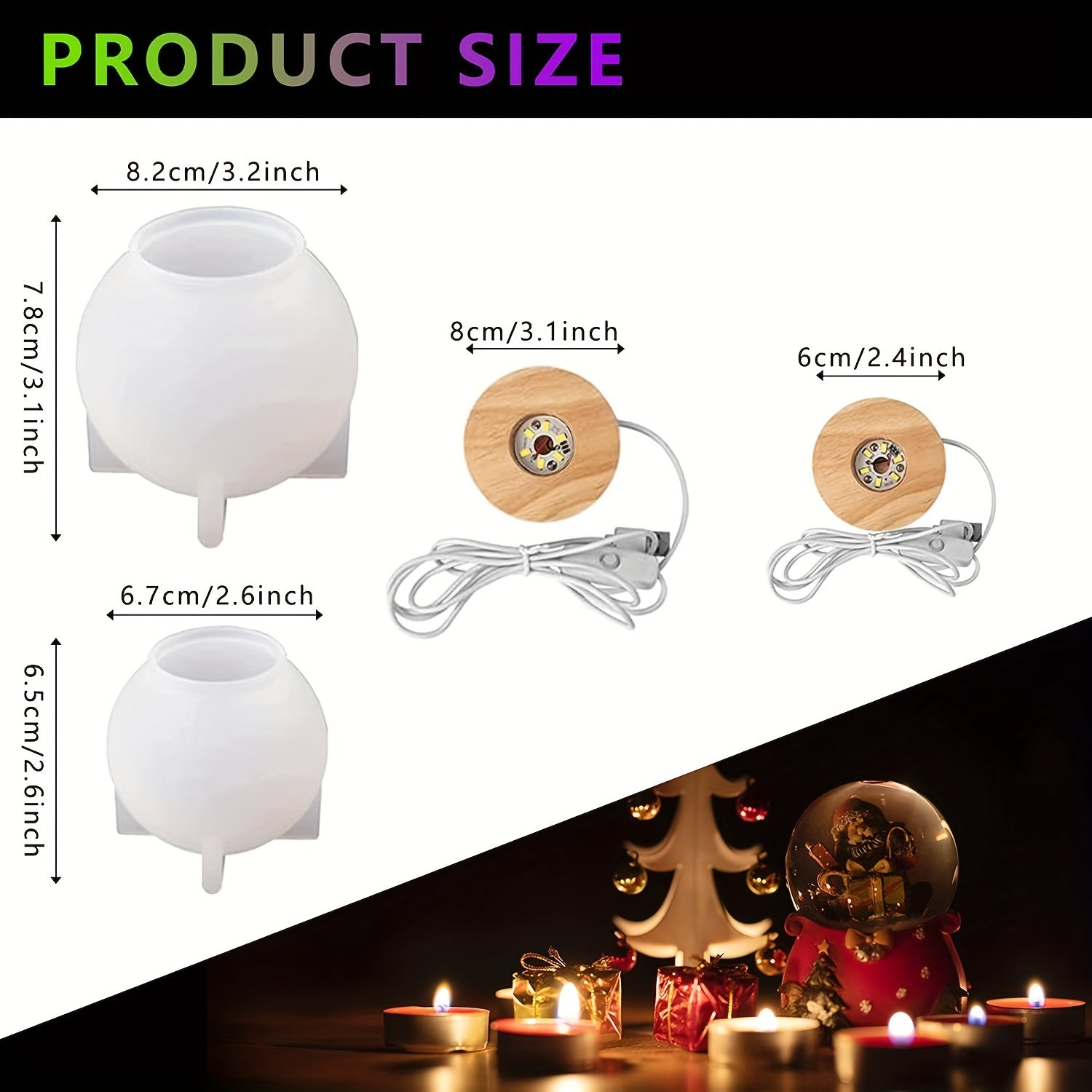 Large Sphere Light Resin Molds with Wooden Base