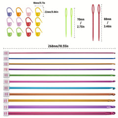 Aluminum Crochet Hooks Set 11pcs 2-8mm + Accessories