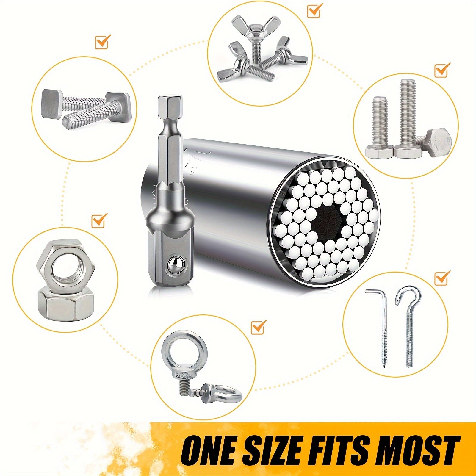 Universal Socket Wrench 7-19mm Repair Kit for Power Drill & Ratchet