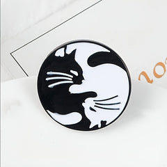 Cute Cat Hugging Brooch Cowboy Bag Accessory