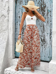 Floral Wide Leg Pants High Waist Casual Wear