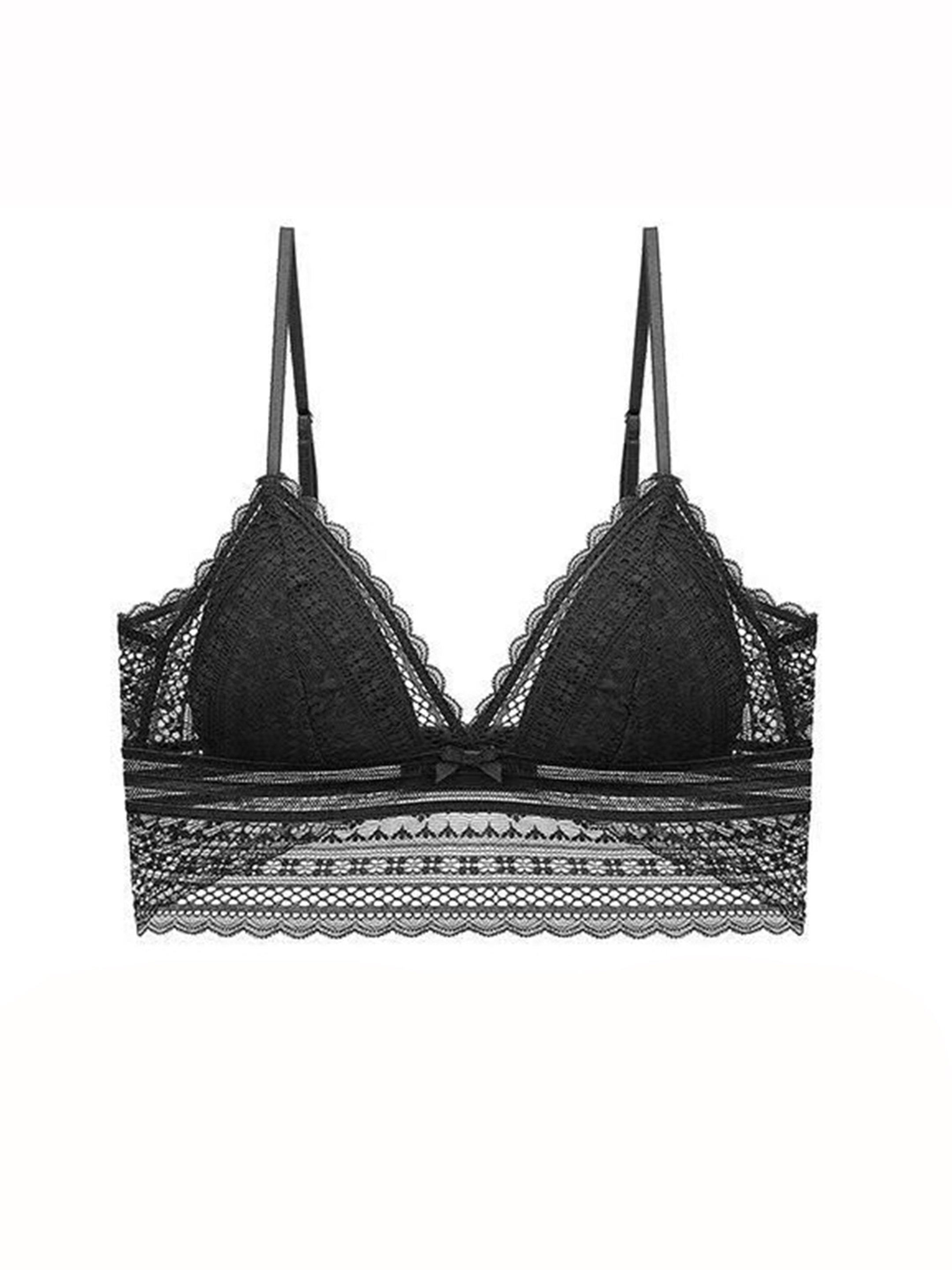 Floral Lace Triangle Bralette Lightweight Wireless Bra