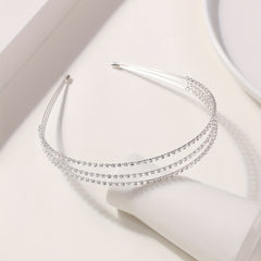 Three Layered Rhinestone Headband Metal Headdress for Wedding