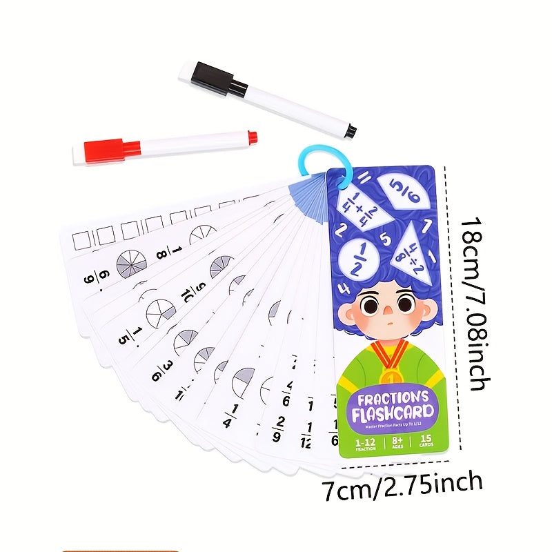 15pcs Erasable Learning Cards Math Addition Subtraction Multiplication Division