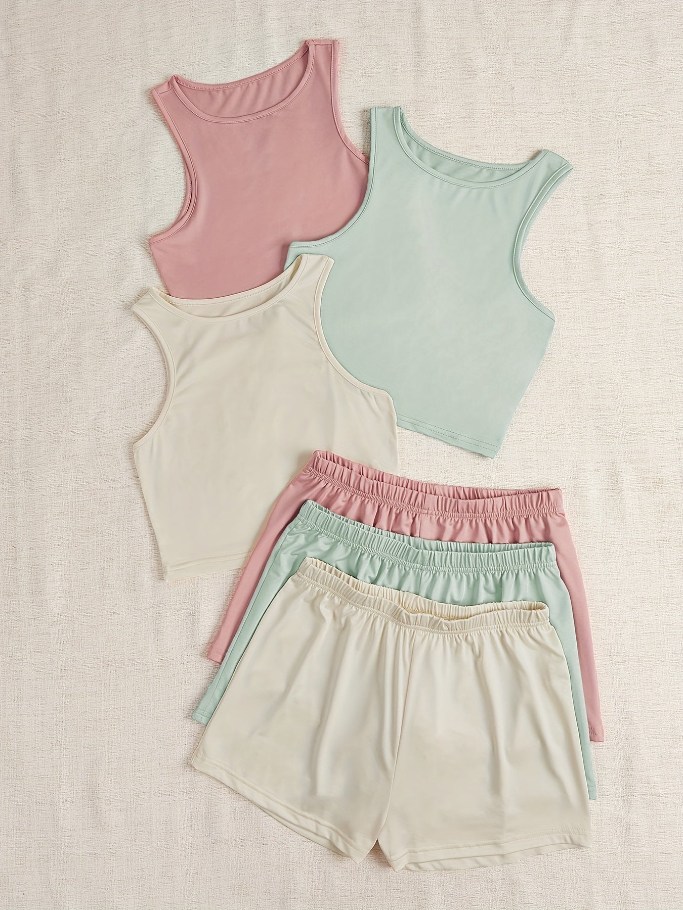 Casual 3pcs Set Tank Tops & Shorts Women's Clothing