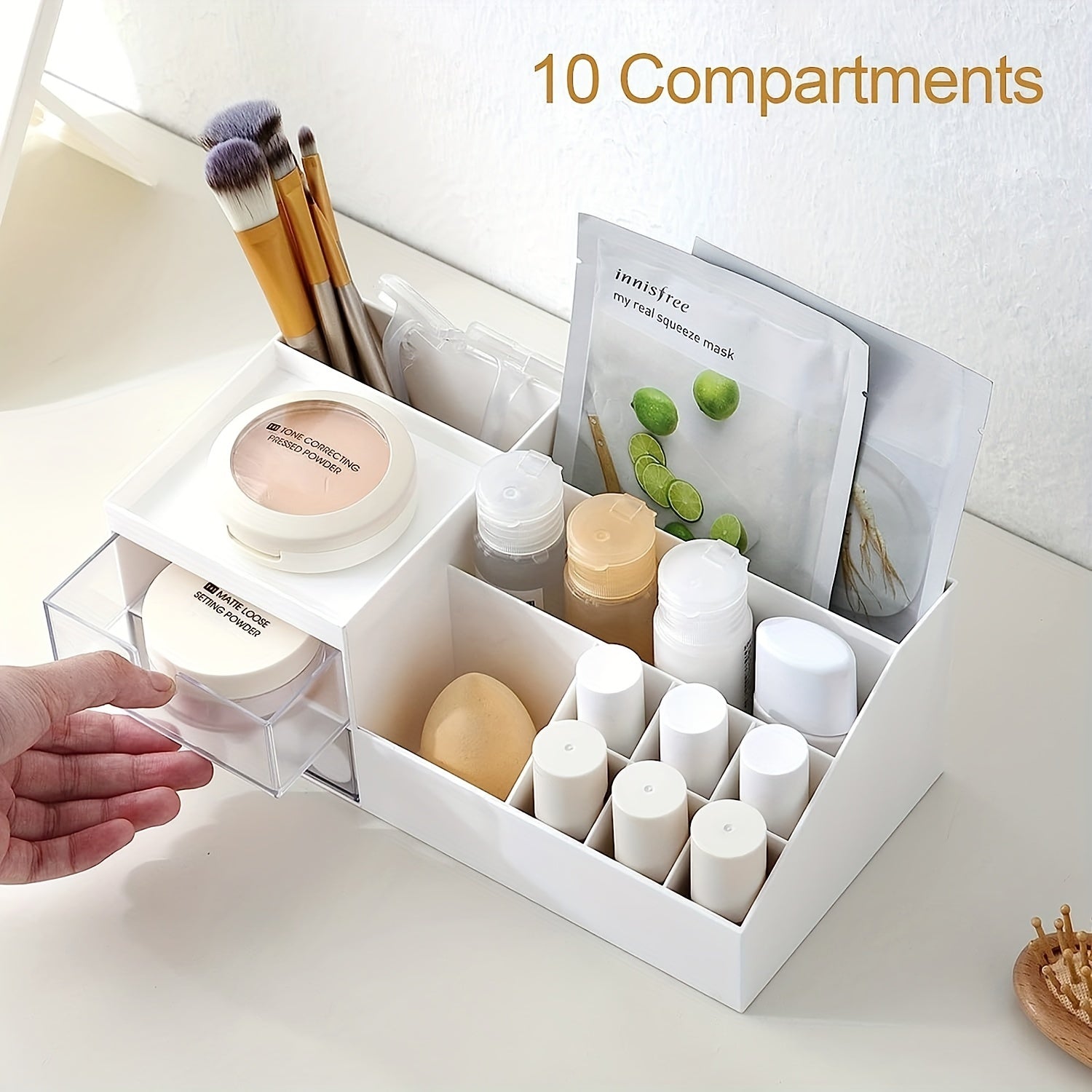 Makeup Storage Desk Organizer for Cosmetics, Jewelry, and Office Supplies