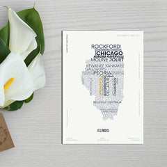 Illinois State Map Sticker Modern Typography Art Waterproof Removable Kid