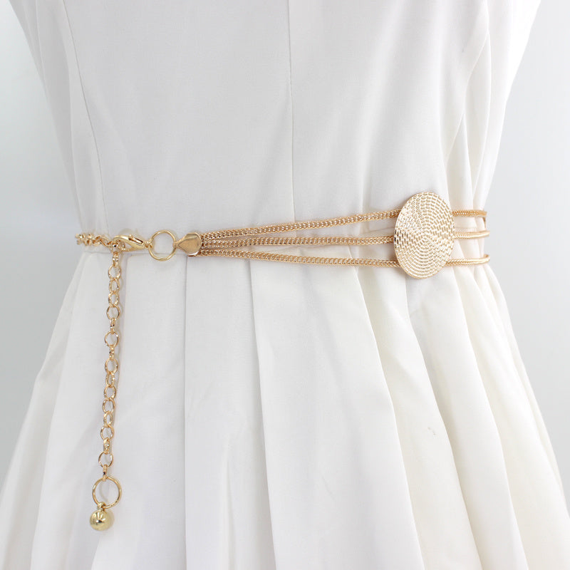 Women's Golden Waist Chain Dress Decoration Metal Belt