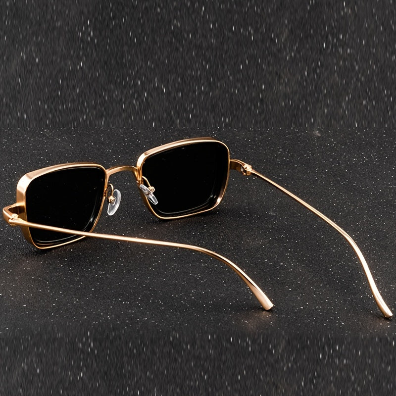 Men's Metal Square Frame Sunglasses for Outdoor Vacation