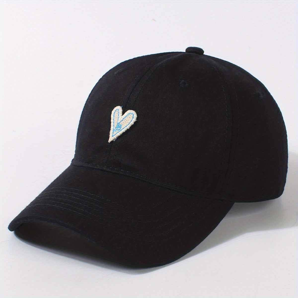 Heart Patch Couple Baseball Cap Solid Adjustable Sun Hat