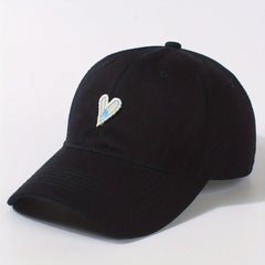 Heart Patch Couple Baseball Cap Solid Adjustable Sun Hat