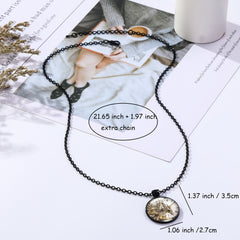 Steampunk Clock Shape Pendant Necklace Animal Pattern Goth Mech