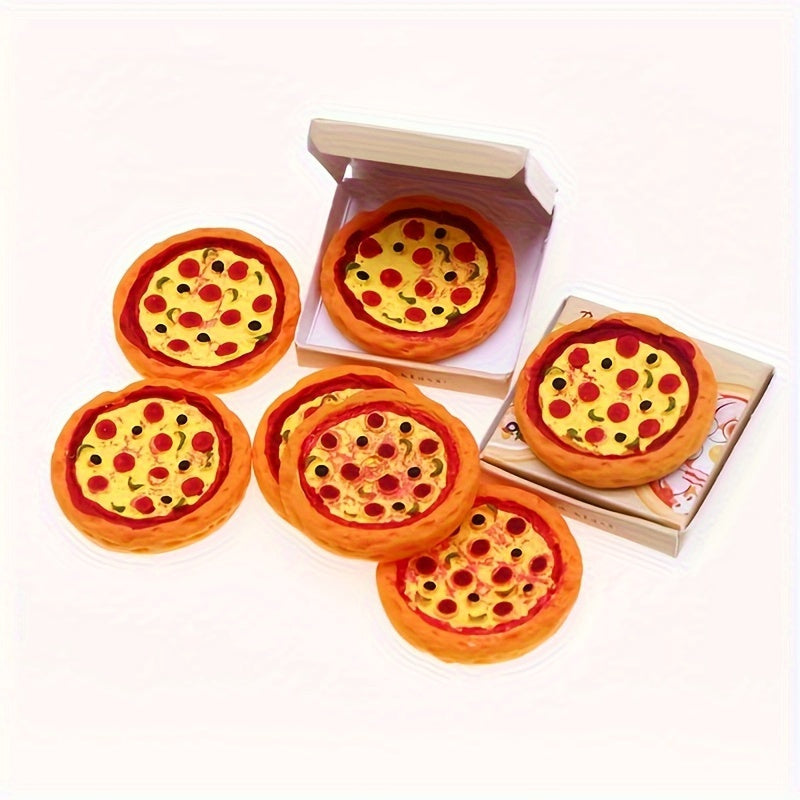 Mini Dollhouse Pizza Model with Carry Box for DIY Pocket Scene