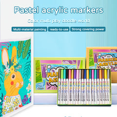 18 Pastel Acrylic Cartoon Doodle Marker Set Strong Coverage