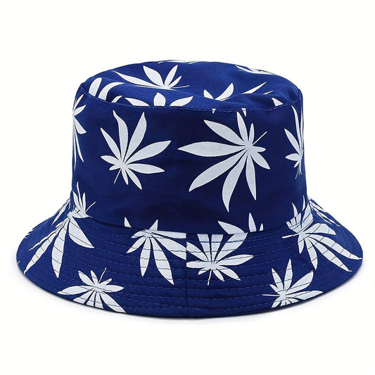 Men's Leaves Print Bucket Cap Outdoor Fisherman Sun Hat