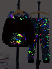 Boy's Paint Splash Pattern 2pcs Outfit Set