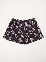  Skull Print Stretch Sleepwear Shorts