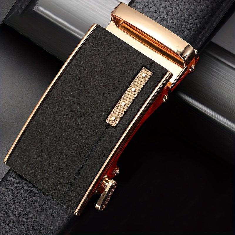 Men's PU Leather Belt Automatic Buckle Business Style Belt