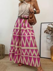  Ethnic Style Skirt Women's Plus Geometric Print A line Maxi Skirt