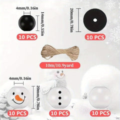 Christmas Snowman Wooden Beads Jute Rope, Holiday DIY Party Home Decor
