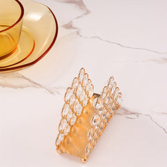 Golden Crystal Rhinestone Napkin Holder Vertical Style Paper Clip