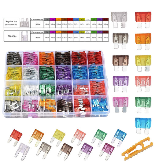 250pcs Car Fuses Assortment Kit Blade Type Automotive Fuses