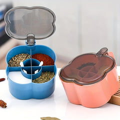 Plastic Seasoning Box with Spoon Grid Sugar Box for Kitchen Supplies