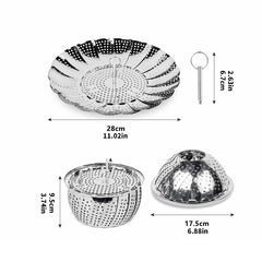 Stainless Steel Vegetable Steamer Basket Fits Various Pot Sizes 6-10.5 Inches