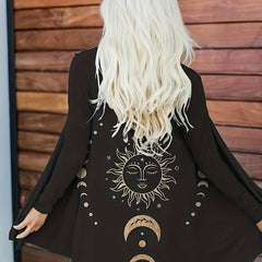  Moon & Sun Print Long Sleeve Cardigan