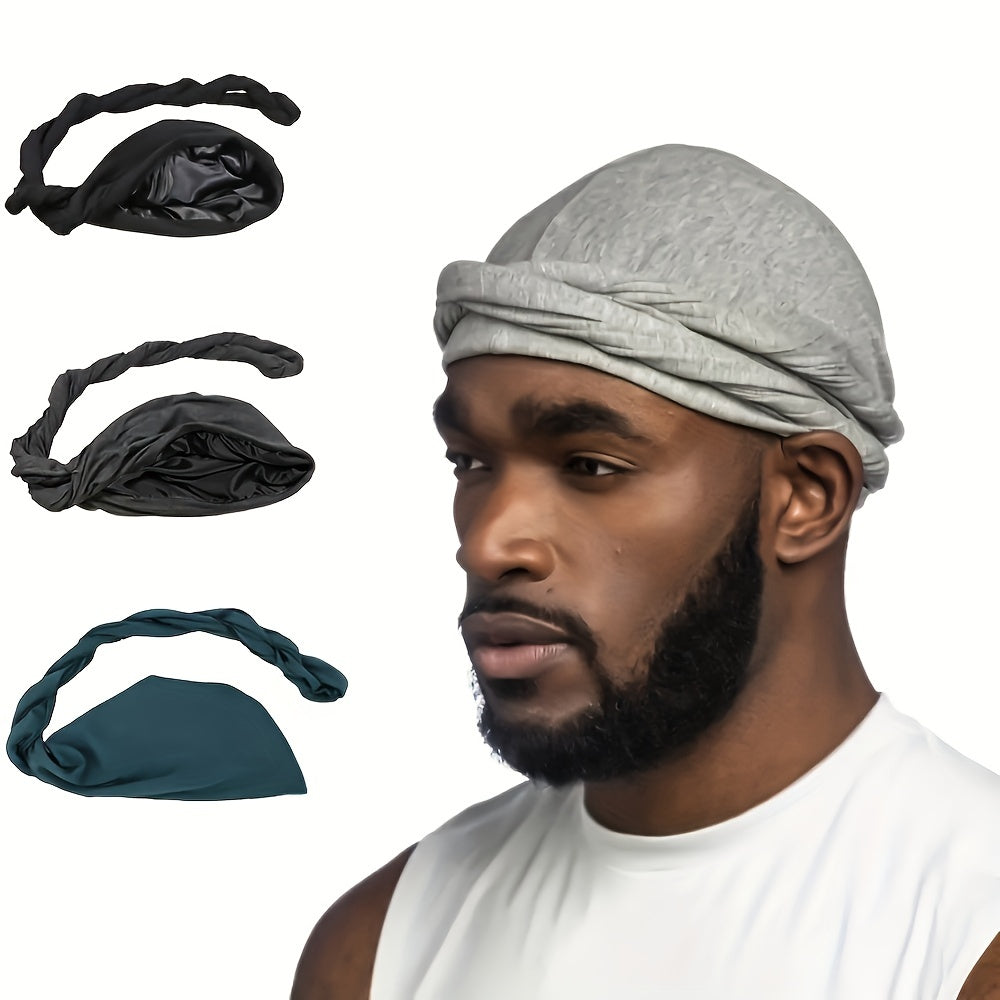 Men's Double Layer Breathable Braided Turban Headscarf Hat
