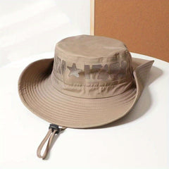 Hollow Breathable Bucket Hat With Star Pattern Sun Hat for Men Women