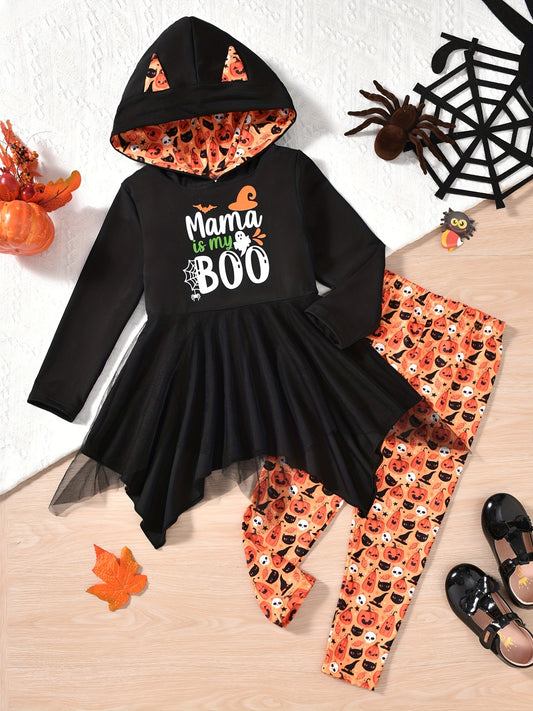 Pumpkin Ghost Hoodie & Leggings Set for Kids