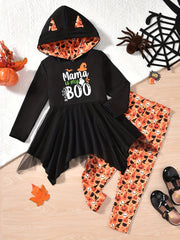 Pumpkin Ghost Hoodie & Leggings Set for Kids