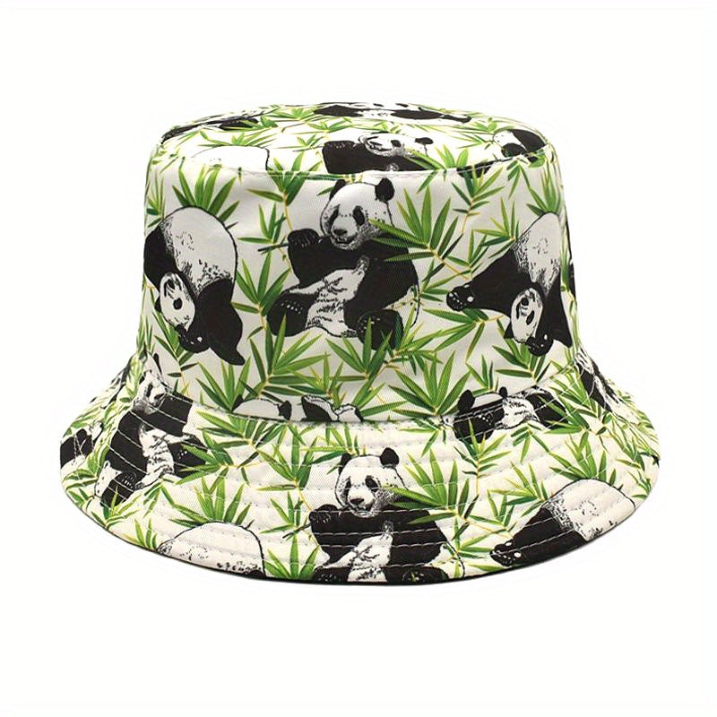 Panda Print Bucket Hat Double Sided Sun Hat