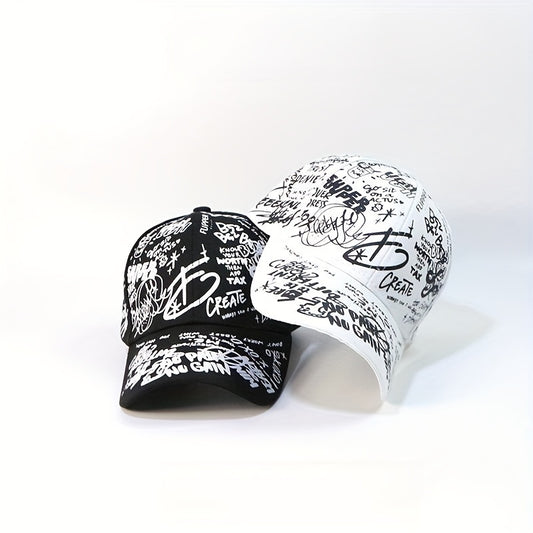 Cool Graffiti Printed Baseball Cap for Men and Women