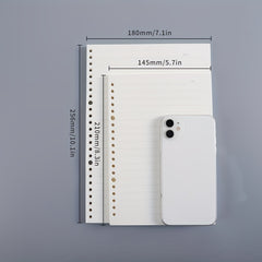 60 Pages A5 B5 Loose Leaf Notebook with Checkered Blank and Lined Styles