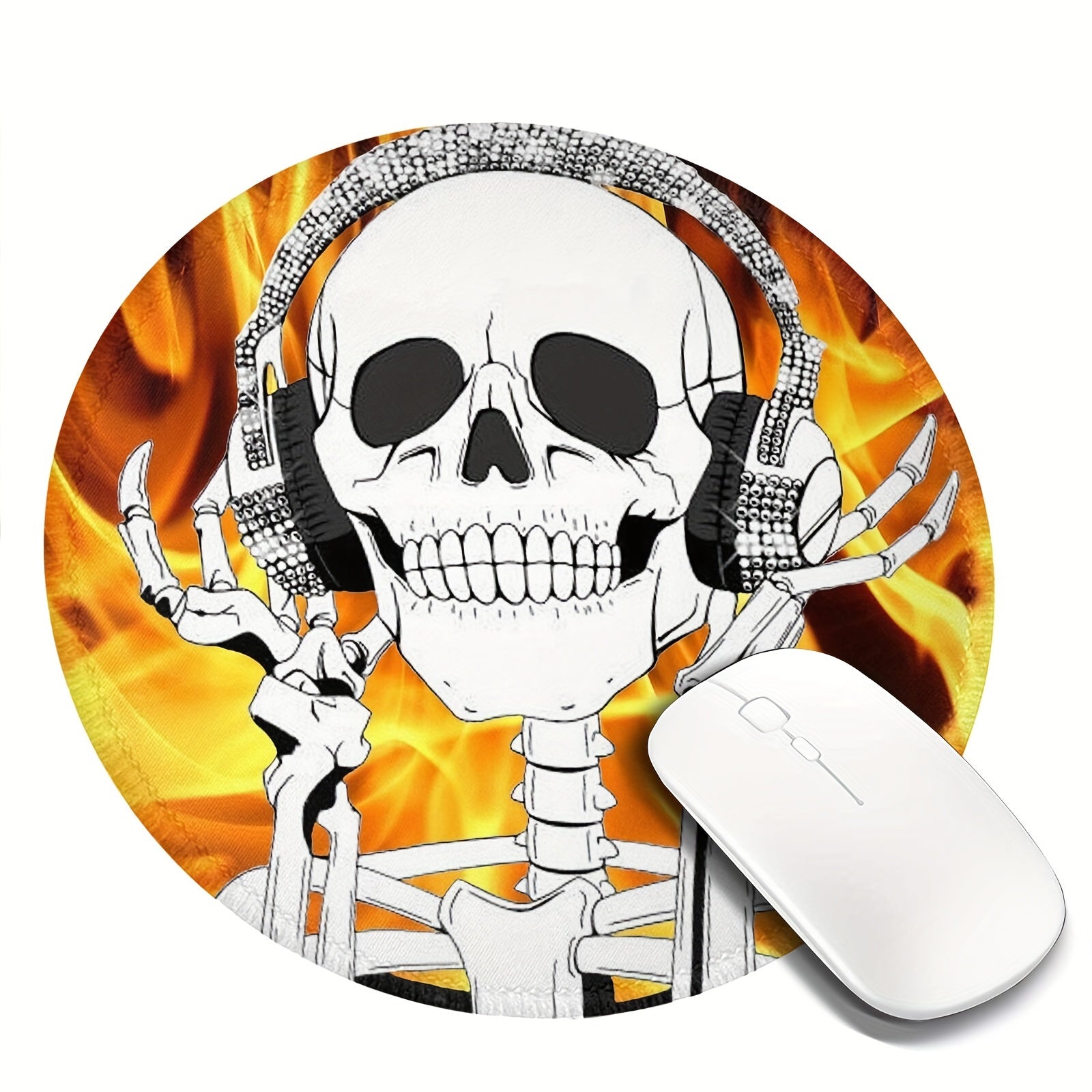 Happy Skull Pattern 20x20cm Mouse Pad Non-slip Rubber Sewn Edge
