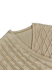  Cable Knit Wrap Cross V Neck Jumper