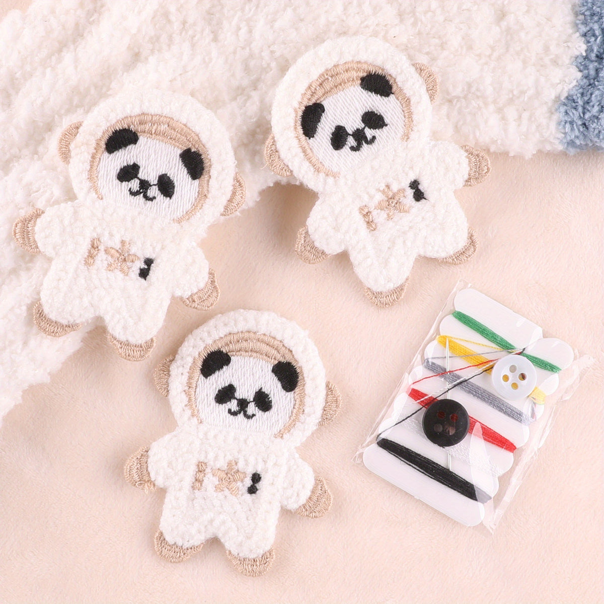 4pcs Space Bear Embroidery Patches Girls Coat DIY Accessories Hand Sewing