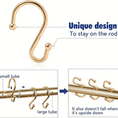 12pcs Durable Rustproof Shower Curtain Hooks for Waterproof Curtains