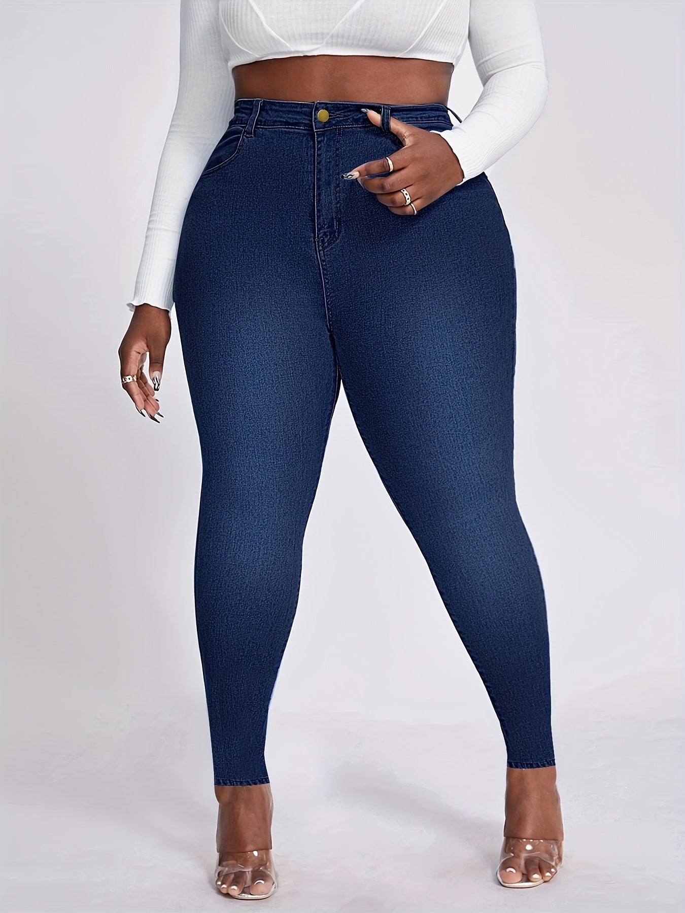  Button Up High Waist Skinny Jeans