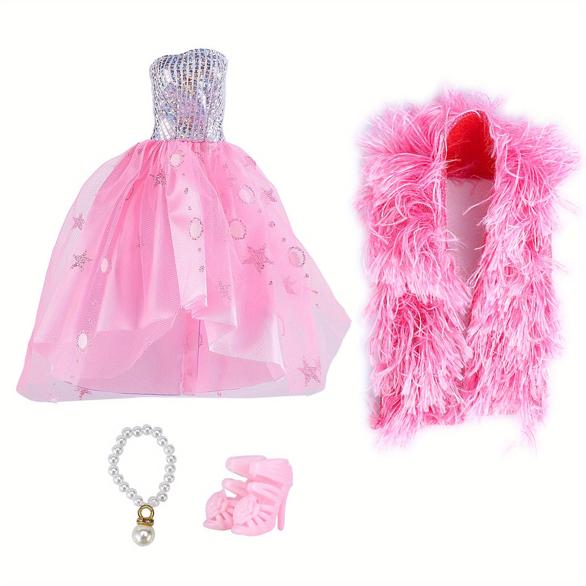 6th Doll Princess Party Pink Gown Set with Accessories