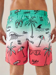 Men's Quick Dry Hawaiian Board Shorts - Casual Swim Trunks