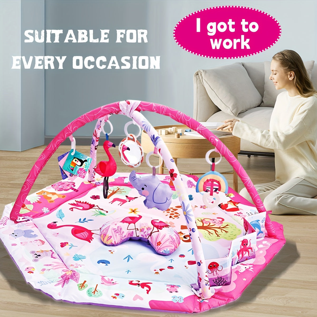 Baby Crawling Mat with Detachable Sensory Toys