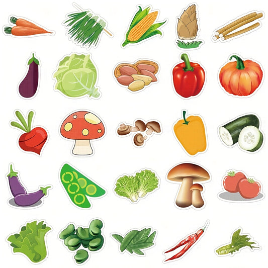 50pcs Vegetable Food Stickers Waterproof Vinyl Stickers Art Decorative Paper